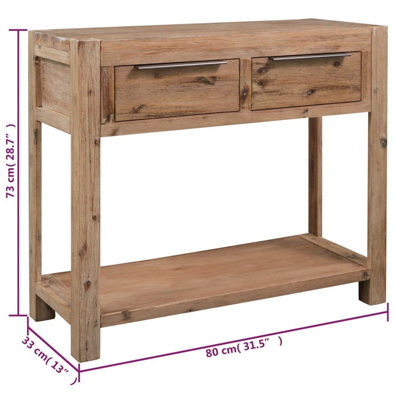 vidaXL Console Table 82x33x73 cm Solid Acacia Wood
