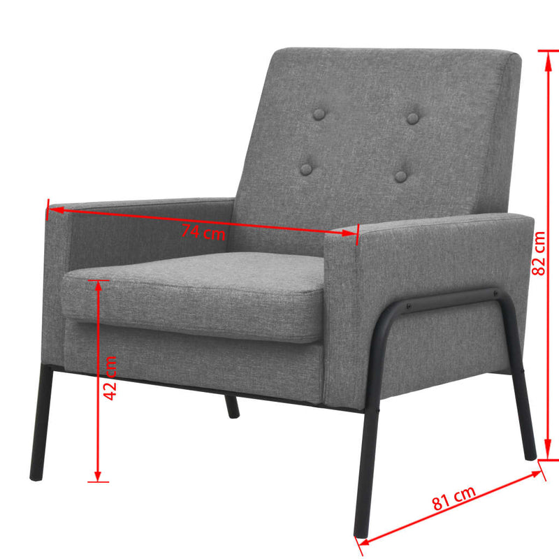 vidaXL Armchair Dark Grey Steel and Fabric