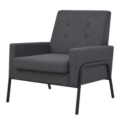 vidaXL Armchair Dark Grey Steel and Fabric