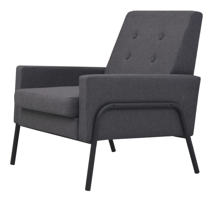 vidaXL Armchair Dark Grey Steel and Fabric