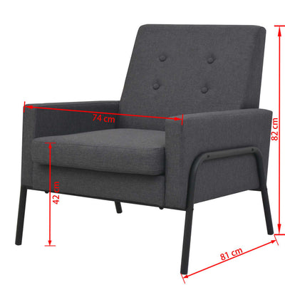 vidaXL Armchair Dark Grey Steel and Fabric
