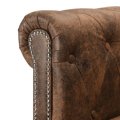 vidaXL L-shaped Chesterfield Sofa Artificial Suede Leather Brown