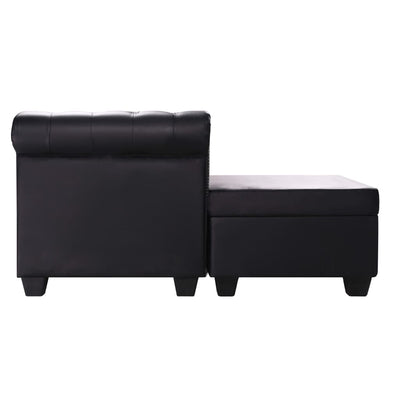 vidaXL L-shaped Chesterfield Sofa Artificial Leather Black