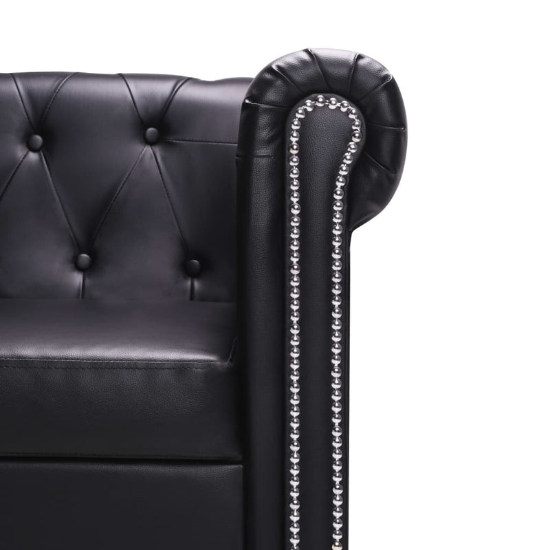 vidaXL L-shaped Chesterfield Sofa Artificial Leather Black