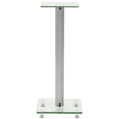 vidaXL Speaker Stands 2 pcs Tempered Glass 1 Pillar Design Silver