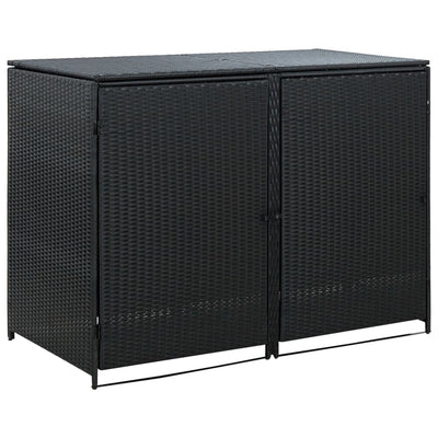 vidaXL Double Wheelie Bin Shed Poly Rattan Anthracite 148x77x111 cm