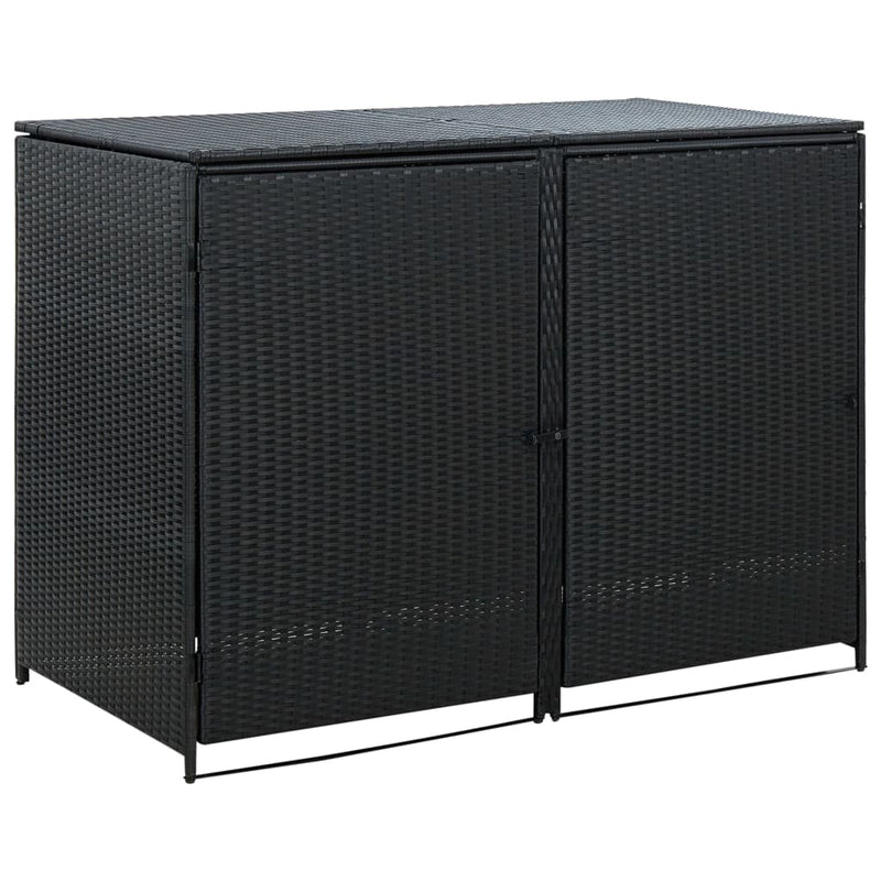 vidaXL Double Wheelie Bin Shed Poly Rattan Anthracite 148x77x111 cm