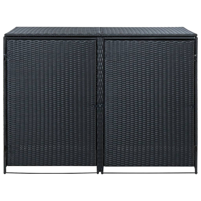 vidaXL Double Wheelie Bin Shed Poly Rattan Anthracite 148x77x111 cm