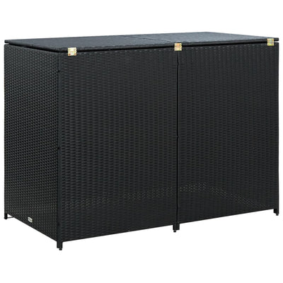 vidaXL Double Wheelie Bin Shed Poly Rattan Anthracite 148x77x111 cm