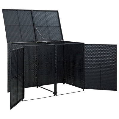vidaXL Double Wheelie Bin Shed Poly Rattan Anthracite 148x77x111 cm