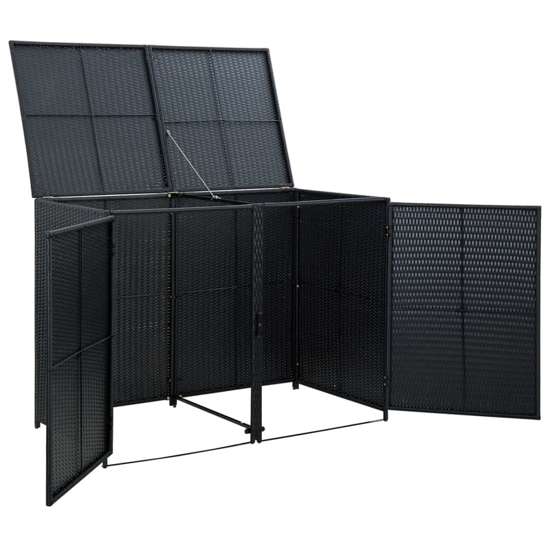 vidaXL Double Wheelie Bin Shed Poly Rattan Anthracite 148x77x111 cm