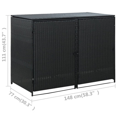 vidaXL Double Wheelie Bin Shed Poly Rattan Anthracite 148x77x111 cm