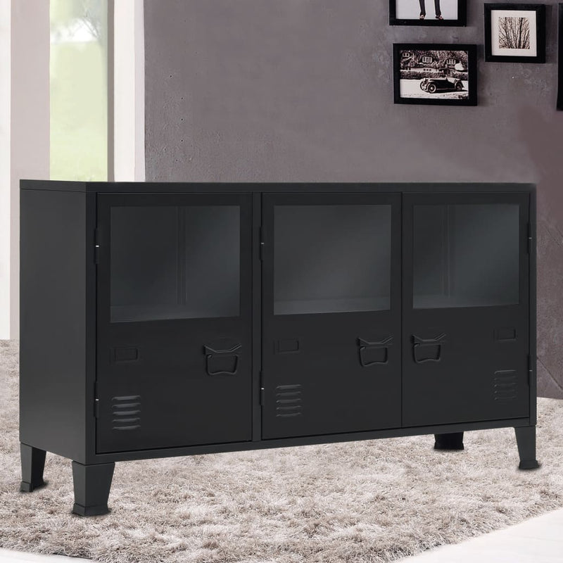 vidaXL Sideboard Metal Industrial Style 120x35x70 cm Black