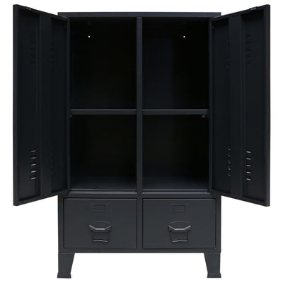 vidaXL Wardrobe Metal Industrial Style 67x35x107 cm Black