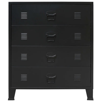 vidaXL Chest of Drawers Metal Industrial Style 78x40x93 cm Black