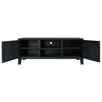 vidaXL TV Cabinet Metal Industrial Style 120x35x48 cm Black