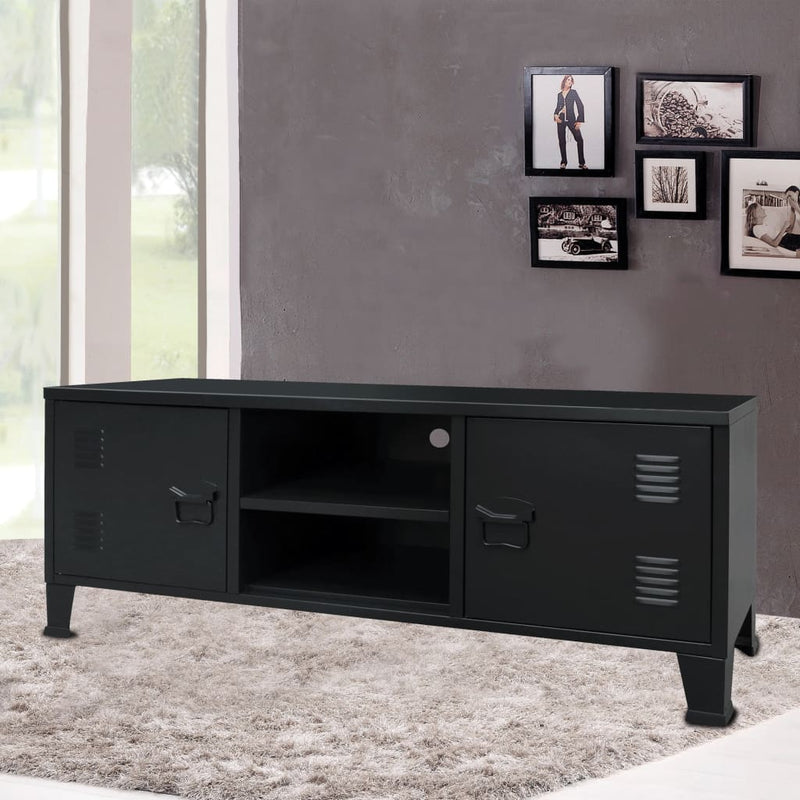 vidaXL TV Cabinet Metal Industrial Style 120x35x48 cm Black