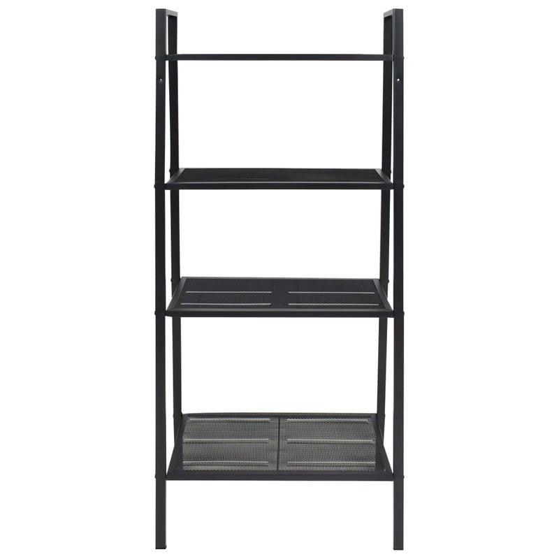 vidaXL Ladder Bookcase 4 Tiers Metal Black