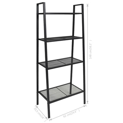 vidaXL Ladder Bookcase 4 Tiers Metal Black