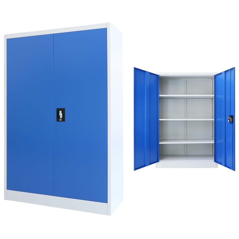 vidaXL Office Cabinet Metal 90x40x140 cm Grey and Blue