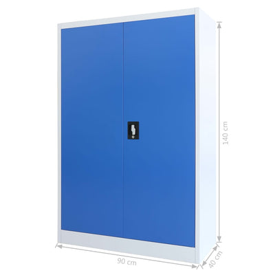 vidaXL Office Cabinet Metal 90x40x140 cm Grey and Blue