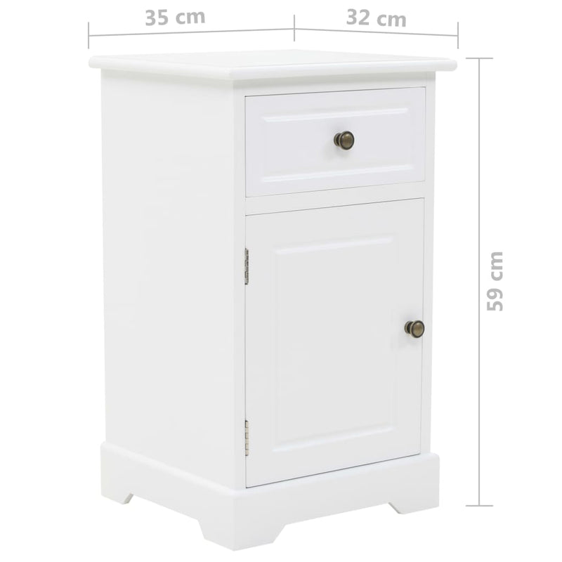 vidaXL Bedside Cabinet MDF and Pinewood 35x32x59 cm
