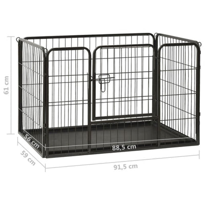vidaXL Puppy Playpen Steel 91.5x59x61cm