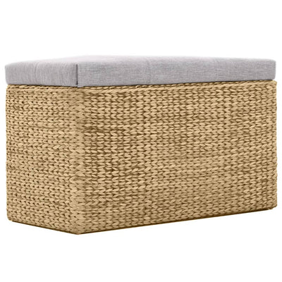 vidaXL Bench with 2 Ottomans Seagrass Grey