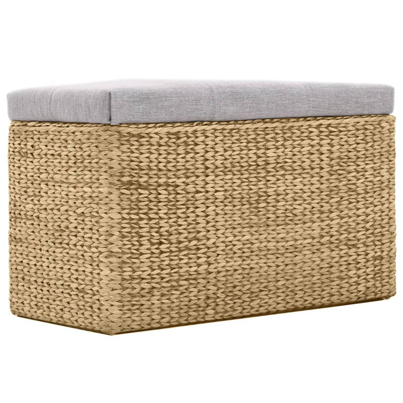 vidaXL Bench with 2 Ottomans Seagrass Grey