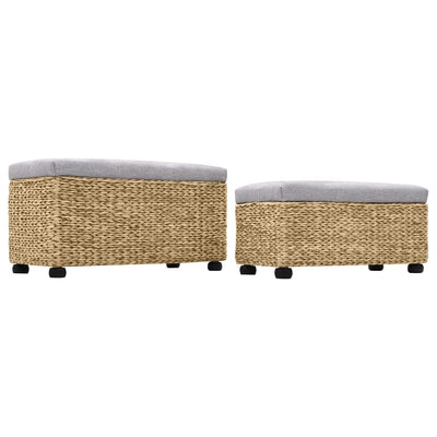 vidaXL Bench Set 2 Pieces Seagrass Brown
