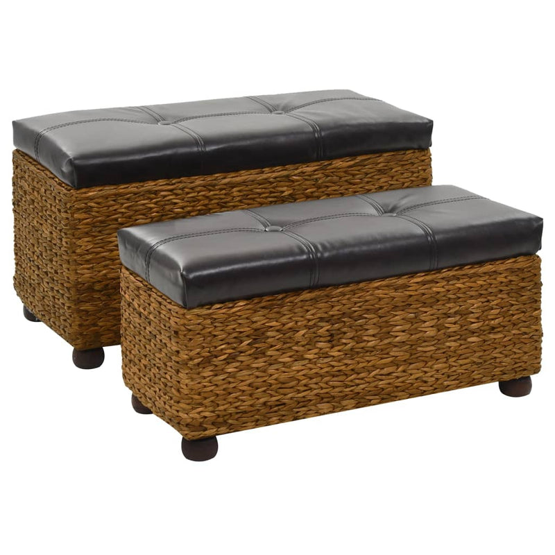 vidaXL Bench Set 2 Pieces Seagrass Brown