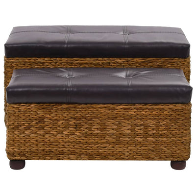 vidaXL Bench Set 2 Pieces Seagrass Brown