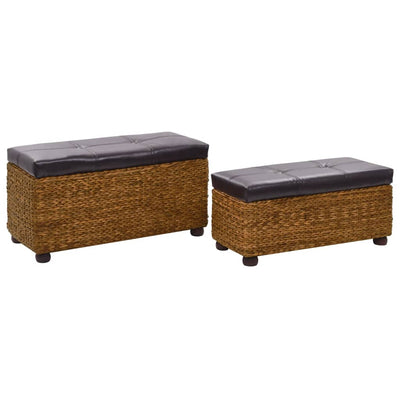 vidaXL Bench Set 2 Pieces Seagrass Brown