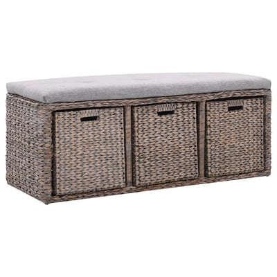 vidaXL Bench with 3 Baskets Seagrass 105x40x42 cm Brown