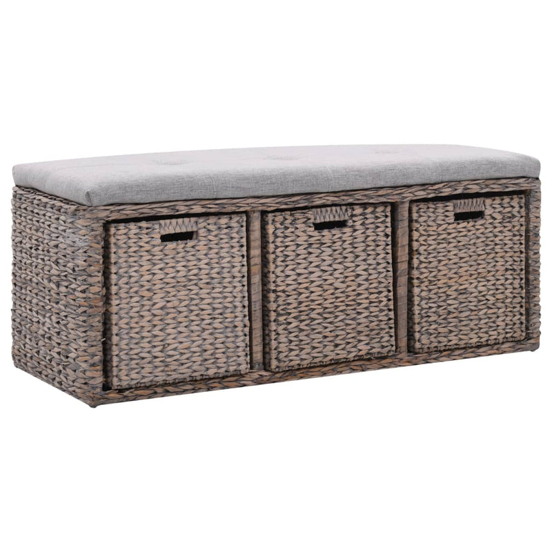 vidaXL Bench with 3 Baskets Seagrass 105x40x42 cm Brown