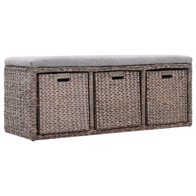 vidaXL Bench with 3 Baskets Seagrass 105x40x42 cm Brown