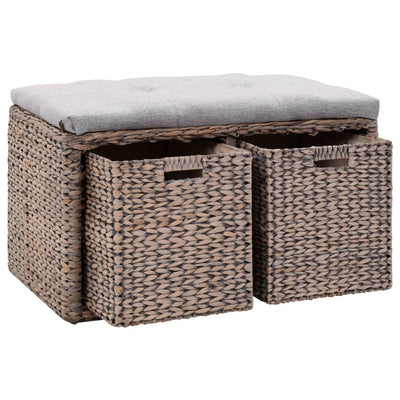 vidaXL Bench with 2 Baskets Seagrass 71x40x42 cm Brown