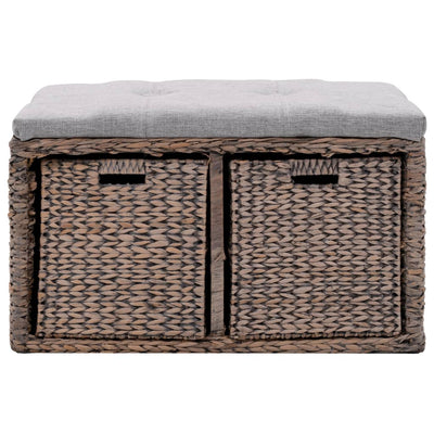 vidaXL Bench with 2 Baskets Seagrass 71x40x42 cm Brown