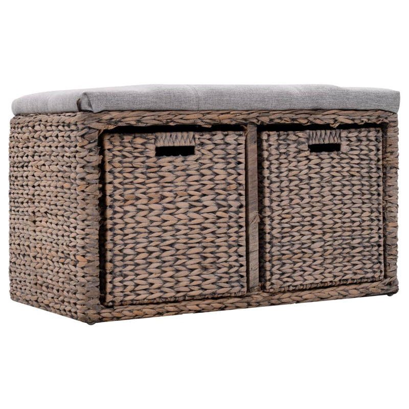 vidaXL Bench with 2 Baskets Seagrass 71x40x42 cm Brown