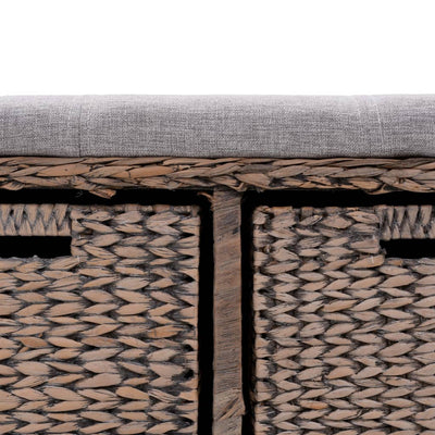 vidaXL Bench with 2 Baskets Seagrass 71x40x42 cm Brown