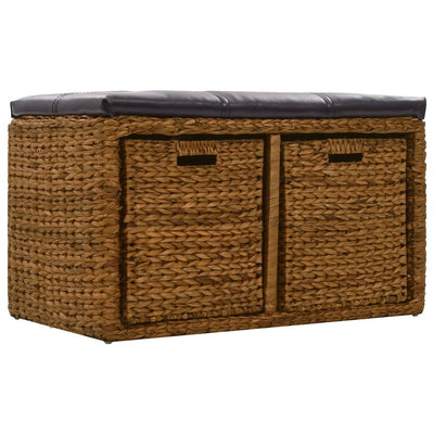 vidaXL Bench with 2 Baskets Seagrass 71x40x42 cm Brown