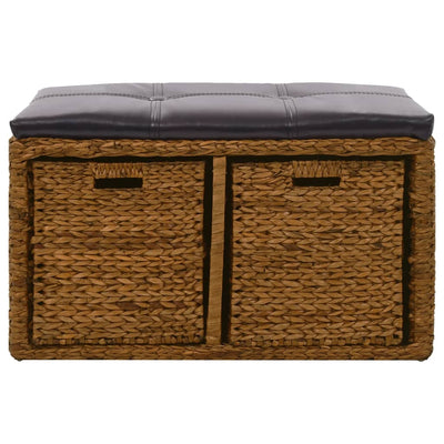 vidaXL Bench with 2 Baskets Seagrass 71x40x42 cm Brown