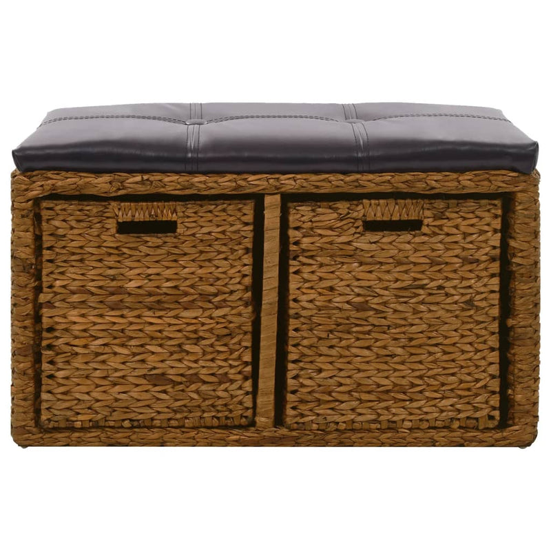 vidaXL Bench with 2 Baskets Seagrass 71x40x42 cm Brown