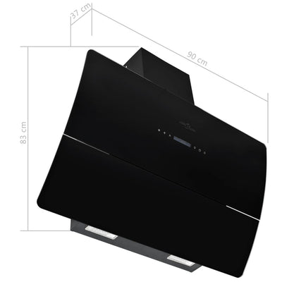 vidaXL Wall Mounted Range Hood Stainless Steel 756 m³/h 90 cm Black