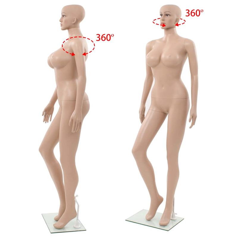 vidaXL Sexy Female Mannequin with Glass Base Beige 180 cm