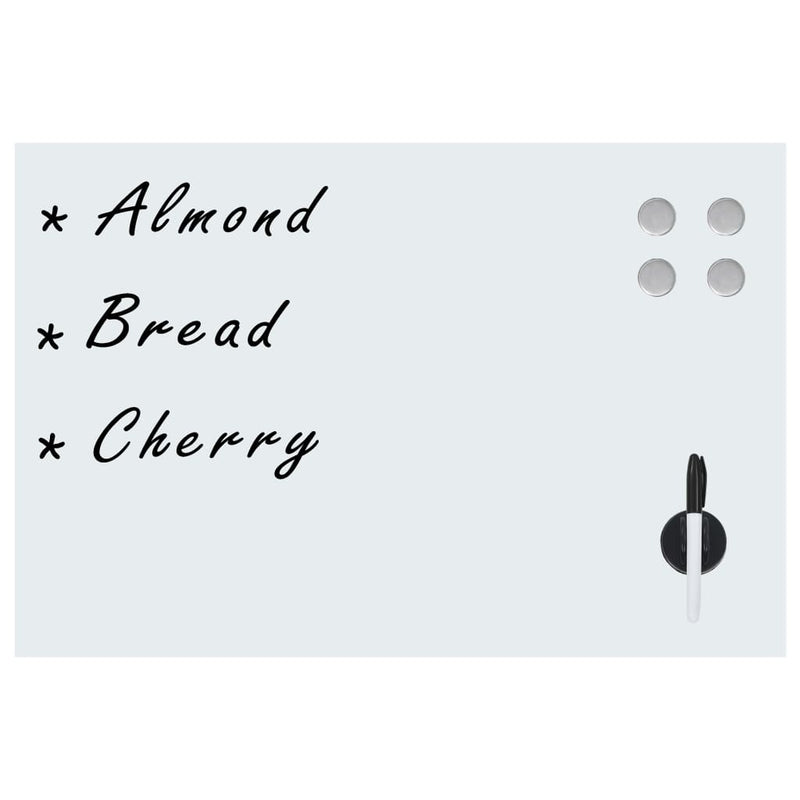 vidaXL Wall Mounted Magnetic Whiteboard Glass 80x60 cm
