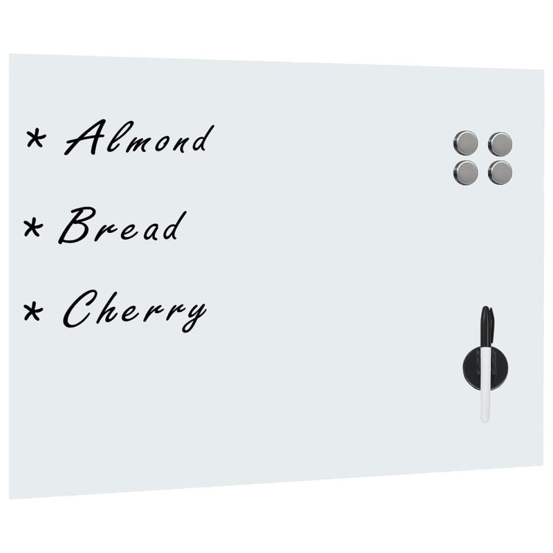 vidaXL Wall Mounted Magnetic Whiteboard Glass 80x60 cm
