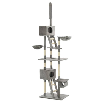 vidaXL Cat Tree with Sisal Scratching Posts 230-260 cm Grey