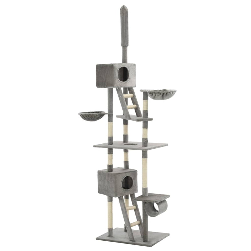 vidaXL Cat Tree with Sisal Scratching Posts 230-260 cm Grey