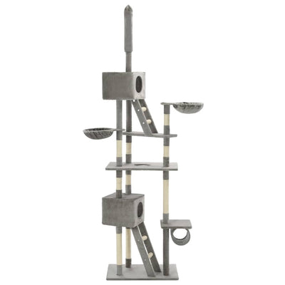 vidaXL Cat Tree with Sisal Scratching Posts 230-260 cm Grey